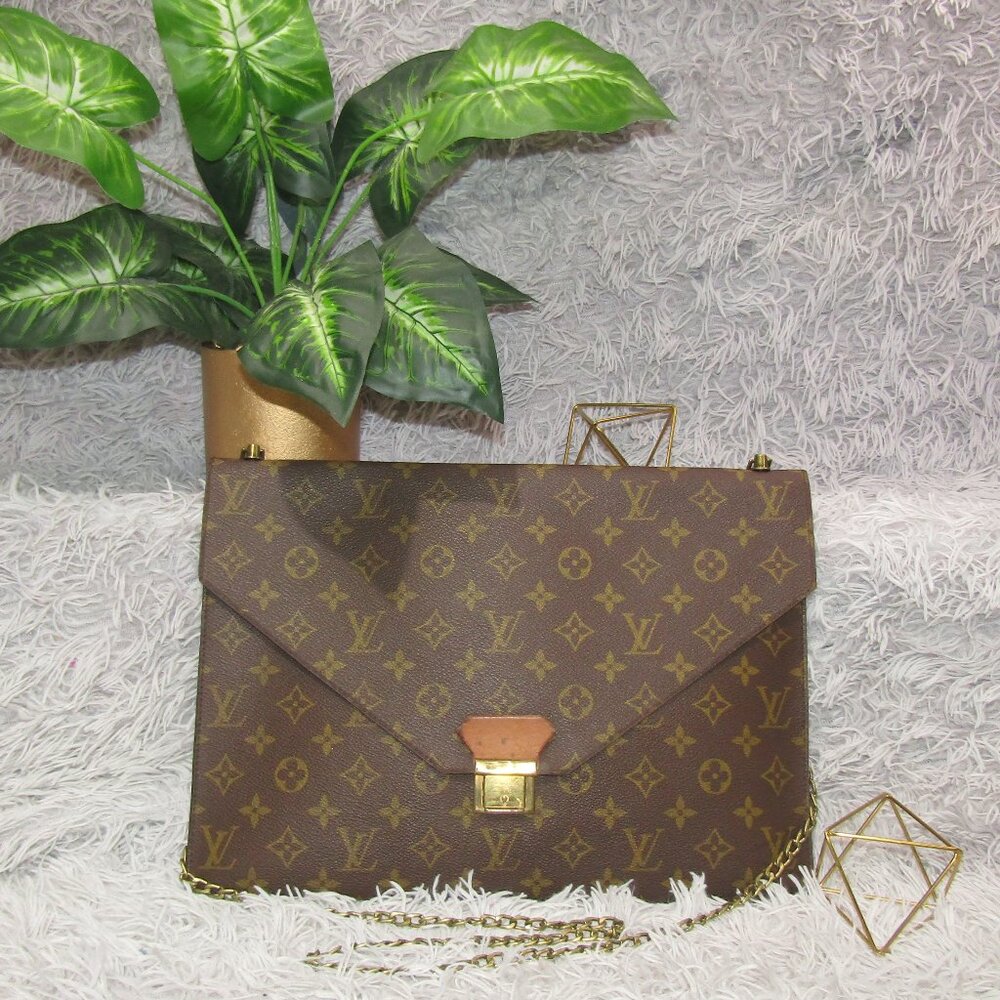 $3 START AUTH AUTH LOUIS VUITTON LV LOGO DOCUMENT VINTAGE BAG